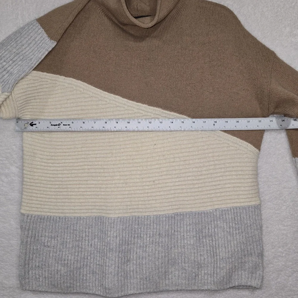 French Connection Patchwork Wool Blend Mock Neck Sweater Pullover Size Small NWT - Picture 7 of 13